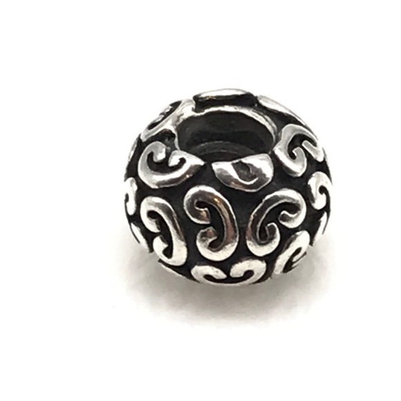 Pandora Sterling Silver Retired Feeling Groovy Unique Pattern Design Bead Charm - Picture 1 of 5